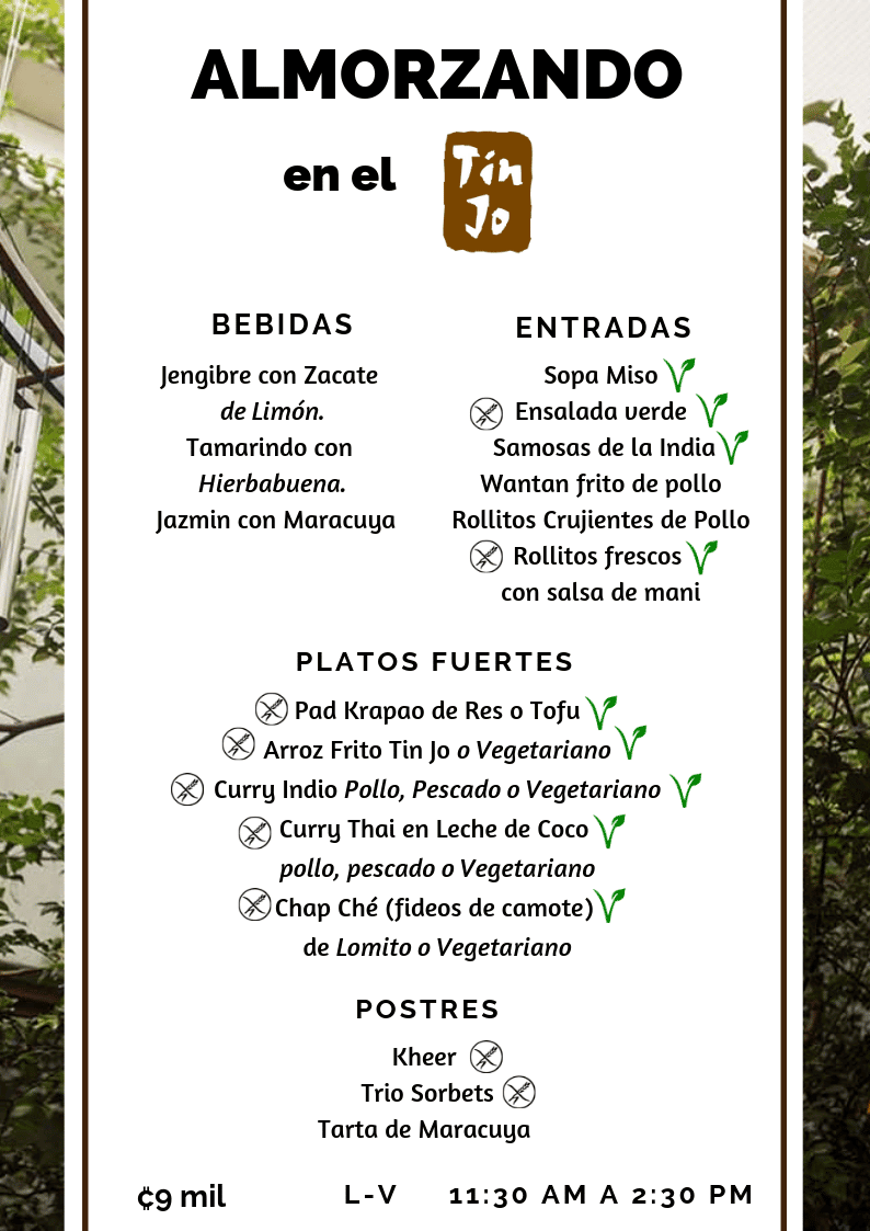 Menu almorzando en el Tin Jo para imprimir Tin Jo Restaurant