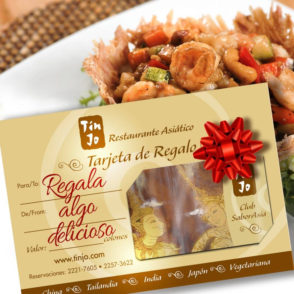 Certificado y tarjeta de regalo Tin Jo, gift card Tin Jo