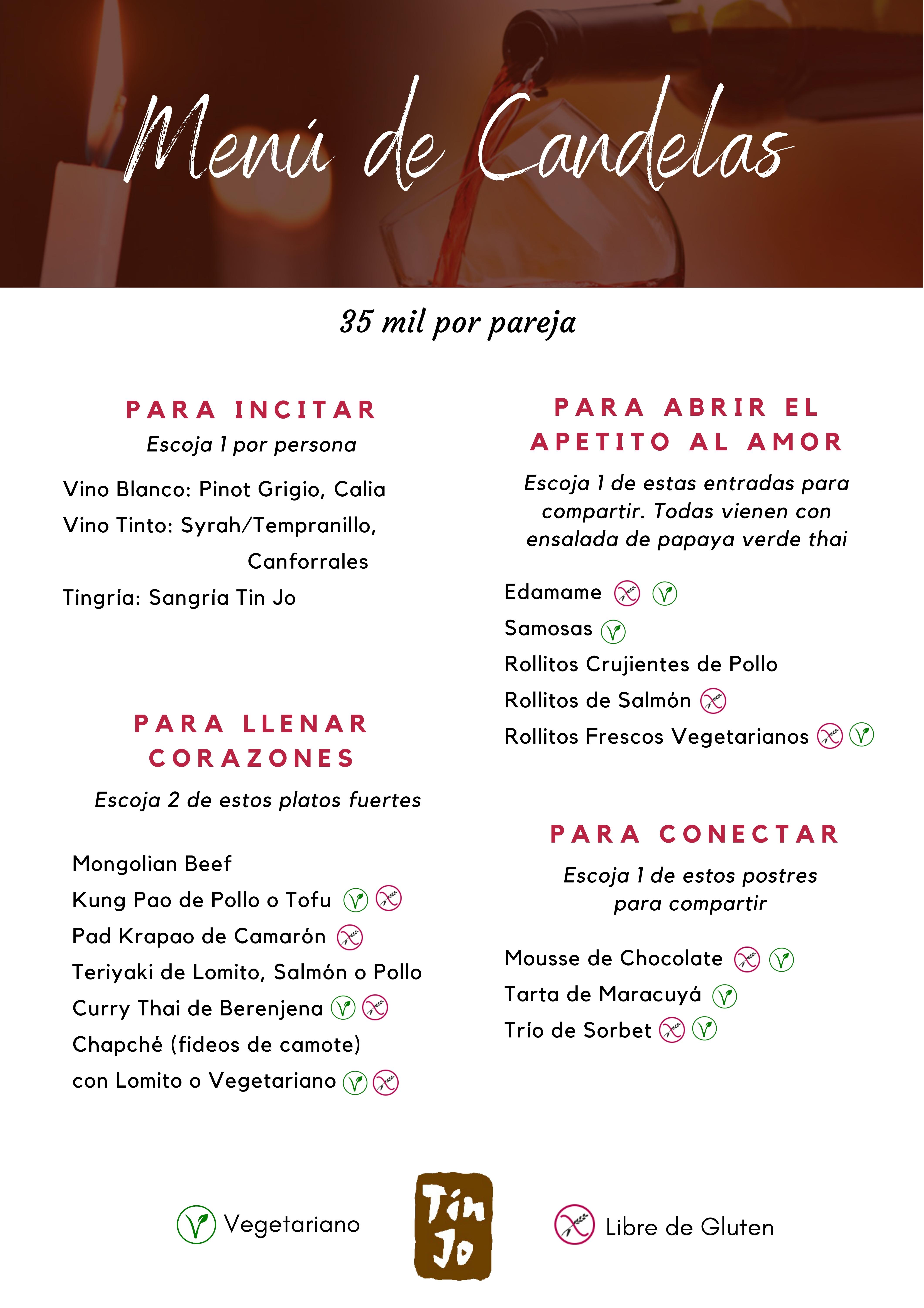 Menú de Candelas 2022 Restaurante Tin Jo